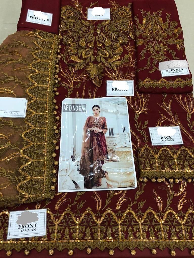 IZNIK Colour Chiffon suit with heavy net embroidery dupatta