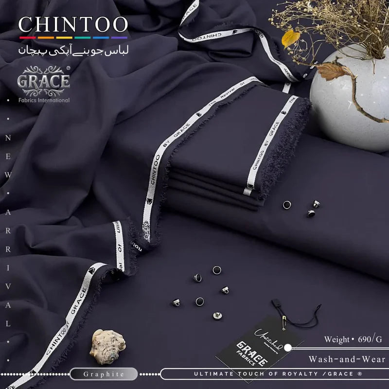 CHINTOO / GRACE© — Premium Tropical Wash’n Wear Fabric | Graphite
