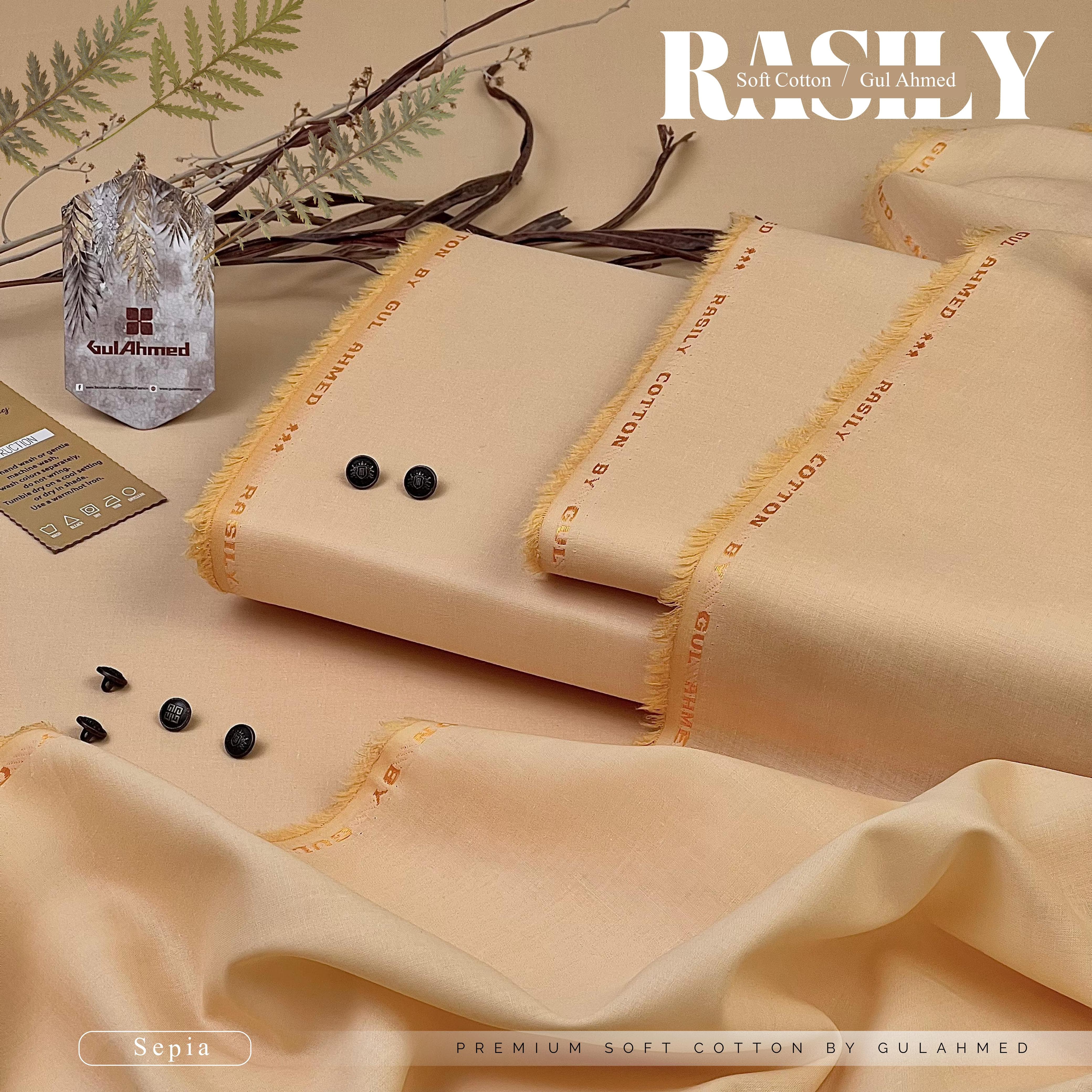 RASILY GUL AHMAD Soft CottonUnstitched(Sepia)