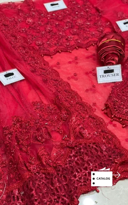 MARIA B ⏐ 07301429-MB-NT5002 ⏐ NET FABRIC ⏐ EMBROIDERED ⏐ UNSTITCHED SAREE
