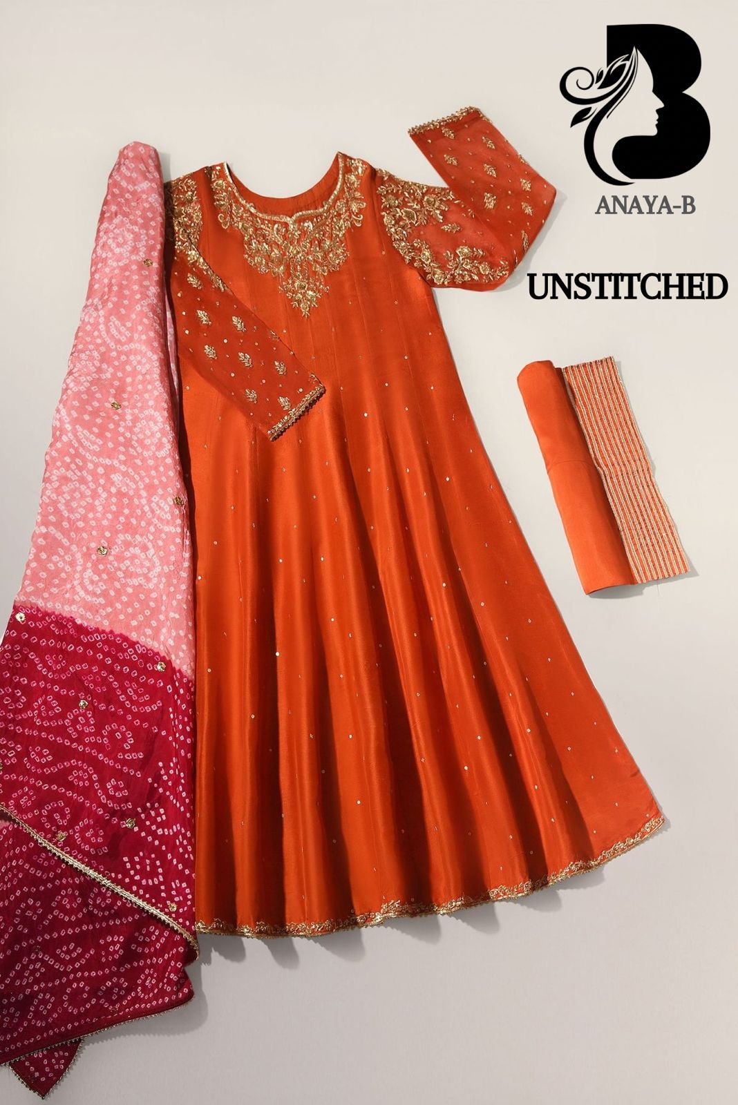 AGHA NOOR⏐ Rust Kalidaar ⏐ Hand Made Embroidered