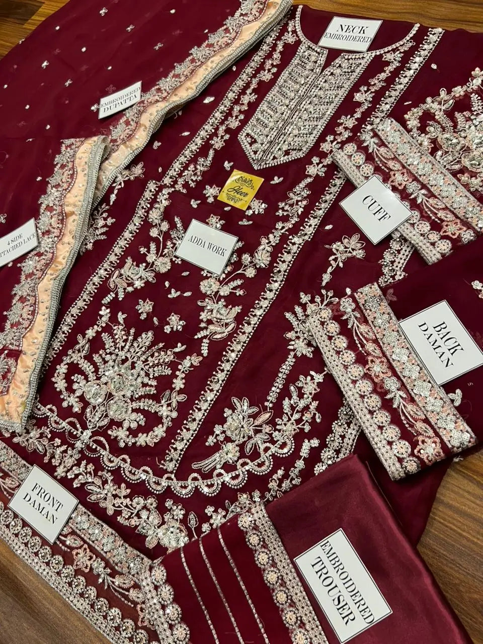 Aneela’s Luxury Embroidered Chiffon Wedding Suit