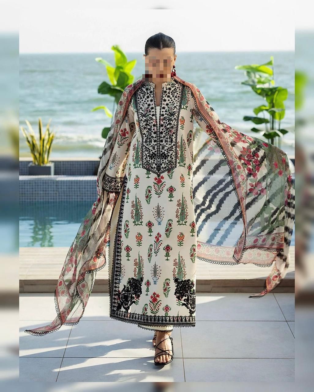 LULUSAR ⏐ SILK ⏐ FLORAL DIGITAL PRINTED ⏐UNSTITCHED ⏐ 3 PC ⏐
