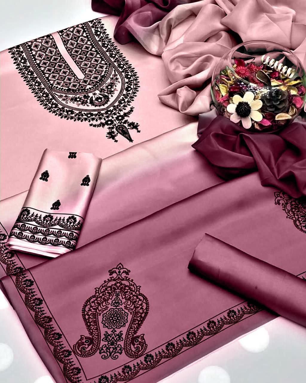 LULUSAR ⏐ SILK ⏐ FLORAL DIGITAL PRINTED ⏐UNSTITCHED ⏐ 3 PC ⏐