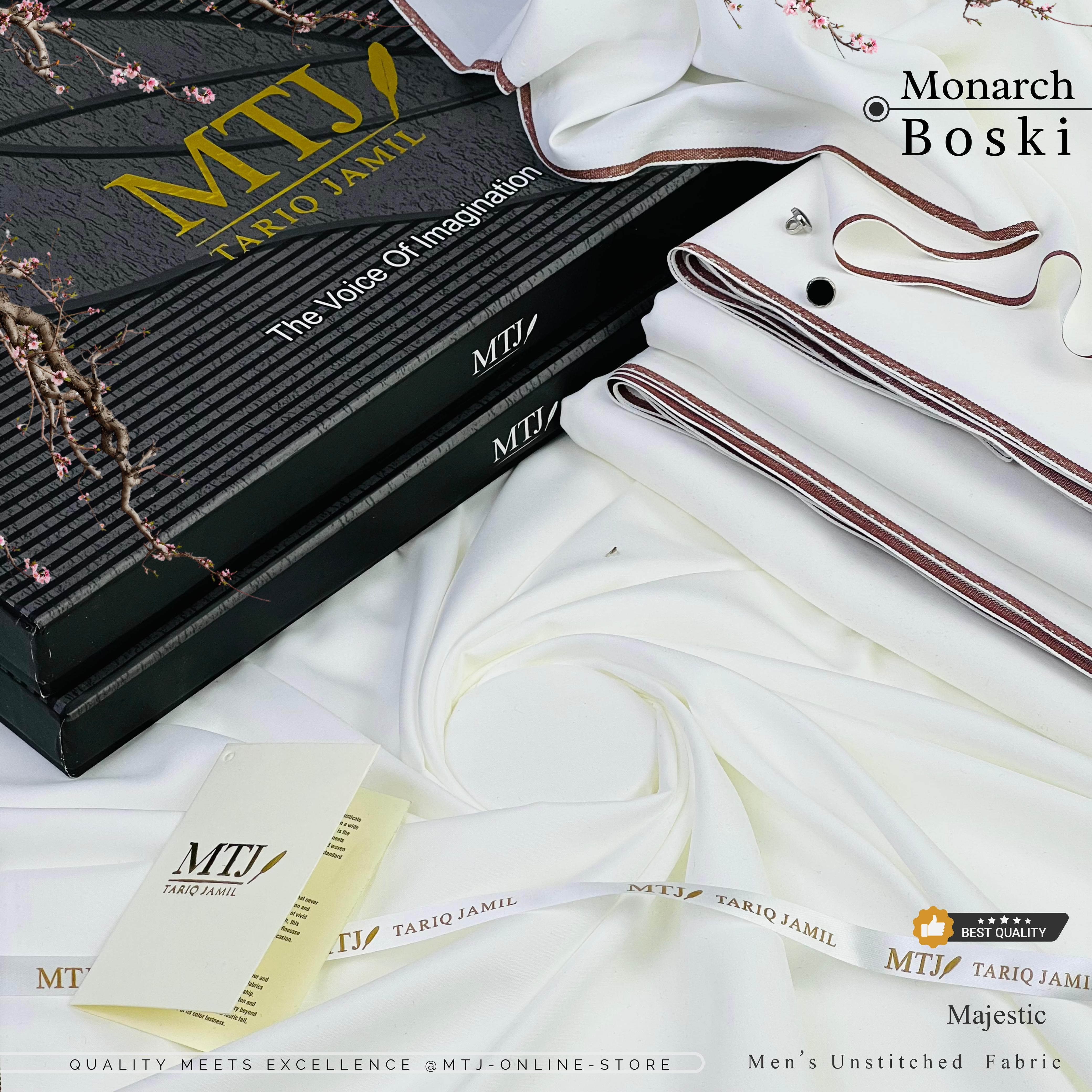 MTJ Monarch Boski BOSKI ⏐ PEARL WHITE( Unstitched ) Suit